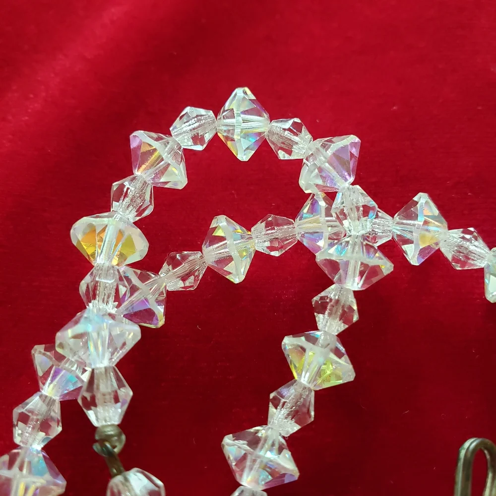 Vintage CHOKER CRYSTAL NECKLACE SINGLE STRAND hook clasp - Picture 9 of 12